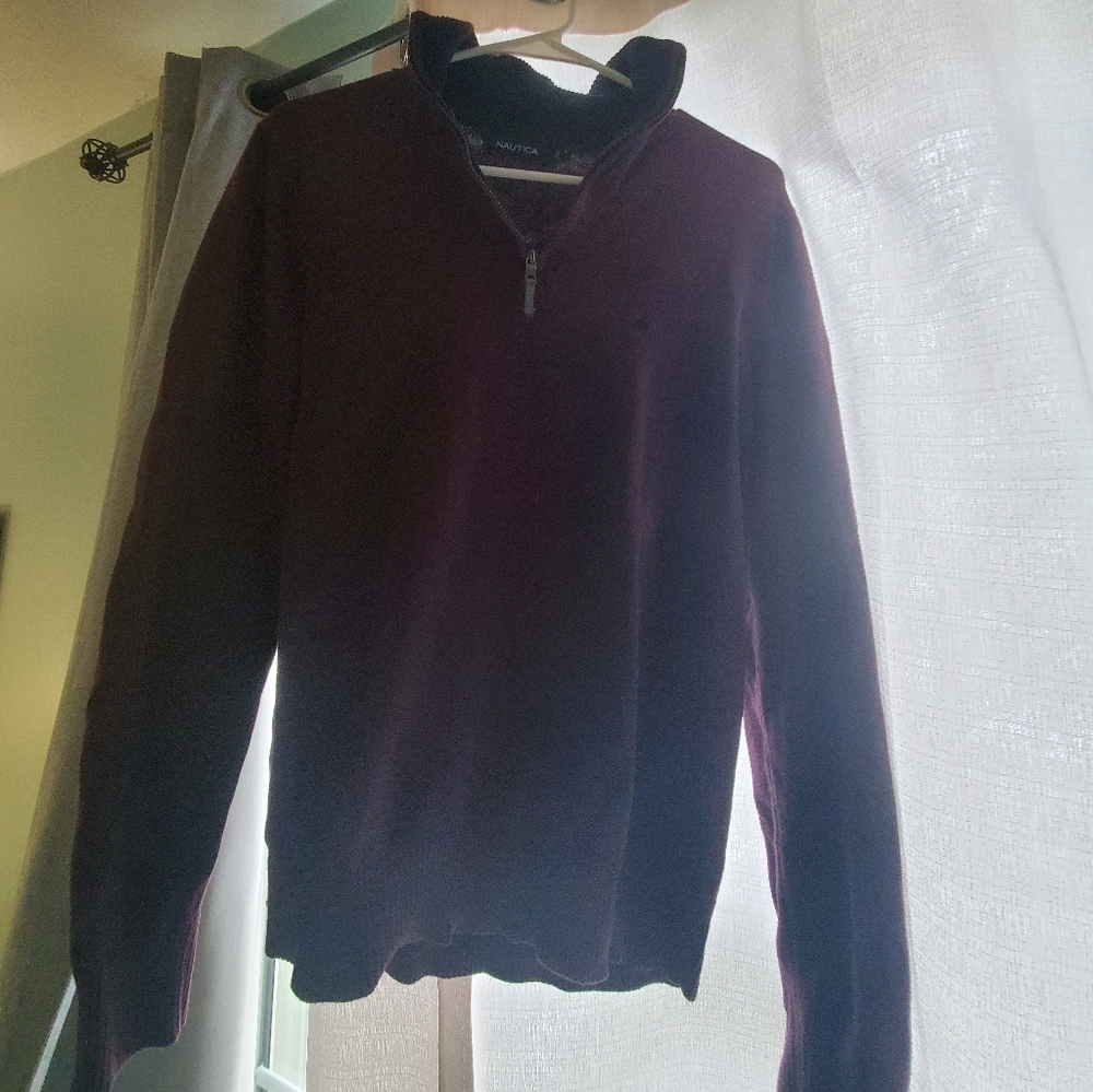 Nautica Men's Burgundy Zip-Up Sweater